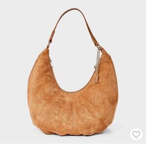 Universal Thread Crescent Shoulder Bag, Suede, gold accents and charms